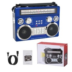Portable Retro AM/FM/SW 3-Band Radio 4 Colors with Flashlight Bluetooth Boombox