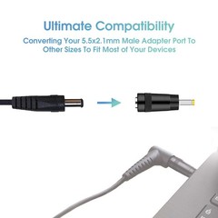 Kado DC Adapter 8 Connector Set for Monitor, Webcam, N/A with 8 Tips, Black