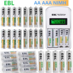 EBL AA AAA Rechargeable Batteries 2800mah 2300mah 1.2V NiMh w/ LCD Charger Lot