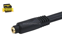 6Inch Premium 3.5Mm Stereo Female to 2RCA Male 22AWG Cable (Gold Plated) – Black