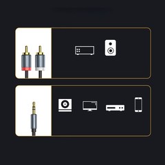 3.5mm Stereo Jack to 2 RCA Phono Cable TV Aux Audio Music Lead 1m 1.5m 2m 3m 5m