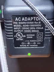 AC Adaptor Model AD48-1500500DU SVAPA15V500 RF Amplifier Power Supply 15V 500mA