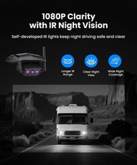 AUTO-VOX Wireless Rear & Side View Camera 7.2″ 1080P Triple-Split Screen Monitor