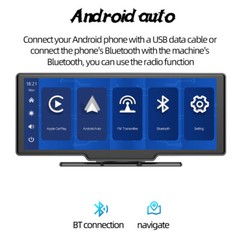 10″ Portable Bluetooth Car Stereo Wireless CarPlay Android Auto Touch Screen AUX