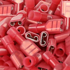 100X 1/4″ 16-22 GA AWG Wiring Crimp Style Female Spade Quick Disconnect Adapters