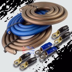 BIG 3 Upgrade 1/0 GAUGE Alternator Electrical BLUE BLACK Cable Wiring Combo Kit