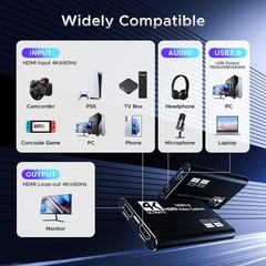 Video Capture Card, Audio Video Capture Card, USB 3.0 Capture Card 4K HDMI Lo…