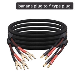 YYTCG HiFi Speaker Cable Oxygen-Free Copper 24K Gold Banana/Y Plug Audio Wire
