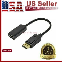 Display Port to HDMI Male Female Adapter Converter Cable DisplayPort DP to HDMI