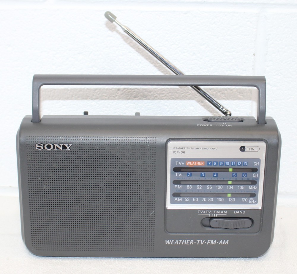 Vintage Sony ICF-36 Portable Radio Weather, TV, FM, AM AC or Battery Powered!
