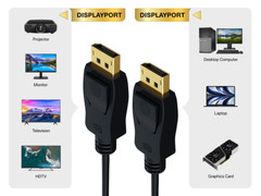 6ft Gold Plated Premium DisplayPort Male to Male Cable with Latches, Version …