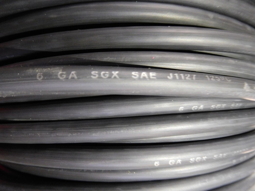 6 AWG SGX BLACK AUTOMOTIVE WIRE – HIGH TEMP – MADE IN USA – 100 FEET
