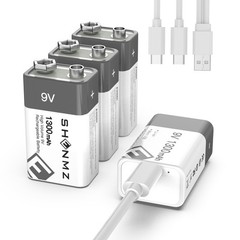4-Count 9 Volt Battery 9V Block Rechargeable Batteries 1300mAh smoke detectors