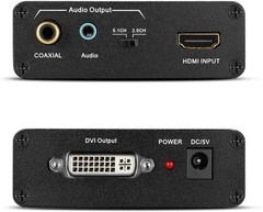 Versatile TNP HDMI to DVI Converter with Multiple Audio Options – Black