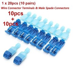 20Pcs Insulated 22-10 AWG T-Taps Quick Splice Wire Terminal Connectors No Solder