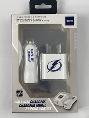 SOAR NHL Tampa Bay Lightning Bluetooth Wall and Car Chargers 2pk USB ports $25
