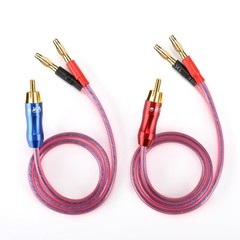1.64FT KK R1B2D0.5 4N OFC Speaker Wire Pair RCA Male To 4 Banana Plugs