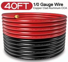 40FT 1/0 Gauge CCA Battery Cable w/ 20 Lugs & Heat Shrink for Amp Solar DC