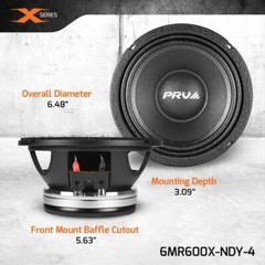 2x PRV Audio 6MR600X-NDY-4 4Ohm Neodymium Car Audio Midrange Speakers 1200W Pack