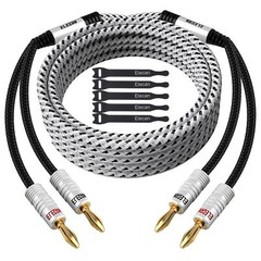14 AWG Speaker Cable Wire 10 Feet with Gold-Plated Banana Tip Plugs-CL2 Rated…