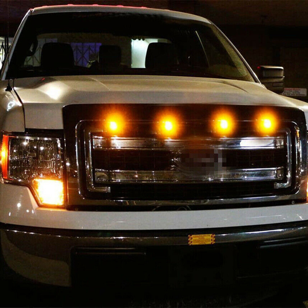 4 x New Amber LED Light For 2013-2014 Ford F150 Raptor Style Grille Light Kit