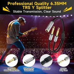 Togconn 1/4 inch TRS Stereo Splitter Y Adapter, 6.35mm Stereo Female to Dual …
