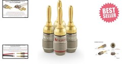 24k Gold Plated Banana Plugs with Non-Conductive Sleeves – 4 Pcs for Speakers