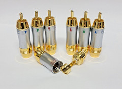 6Pcs RCA Male Plug Soldering, 24K Gold Plated Pure Copper Audio Video Connector