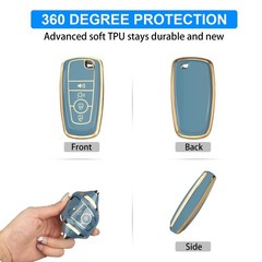 QBUC for Ford Key Fob Cover, Soft TPU Full Protection 4 Buttons, Blue
