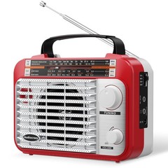 AM/FM/SW1-2 Radio Shortwave Transistor AC or Battery Operated Red+White