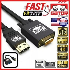 HDMI to VGA Cable Adapter Converter for HDTV PC Desktop Monitor Laptop 4K Video