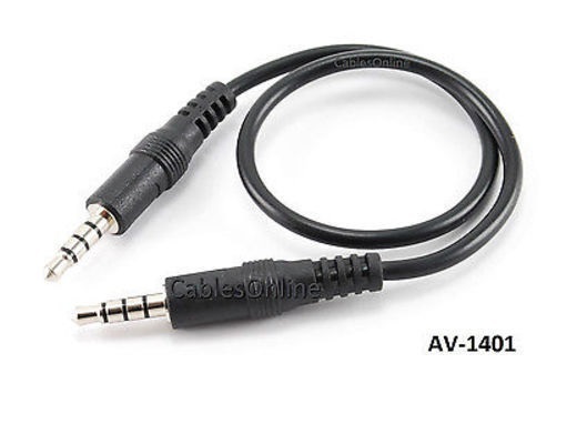 1ft CablesOnline 3.5mm (1/8″) Stereo 4-Pole TRRS Male to Male Cable, AV-1401