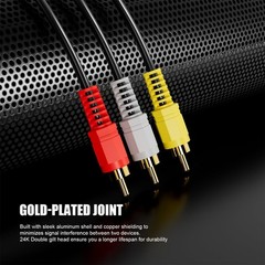 RCA Cables, 3RCA Cable Audio Video 24K Gold Plated Connecting Audio Video Com…