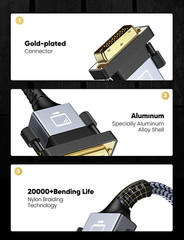 Capshi HDMI a to DVI Adapter Cable, High-Speed Gold-Plated Plug 6 Ft