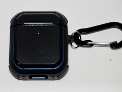 New Navy Blue & Black Hard Plastic AirPods Protective Case with Carabiner Clip