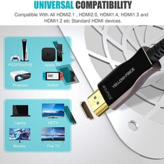 Fiber Optic HDMI Cable 2.1 8K@120Hz HDR, ARC, HDCP2.2, 3D 48Gbps 4:4:4/4:2:2 Lot