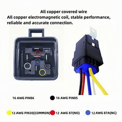 Losato 40/30 amps 12VDC 5-pin Waterproof Relay, Heavy-Duty 12/16AWG…