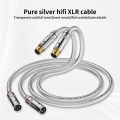 Pair 99.998% Pure Solid Silver Wire HiFi Audio XLR Balanced Male to Female Cable