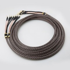 One Pair Braided Litz OFC Copper Speaker Cable Wire HiFi Bi-Wire Banana to Spade