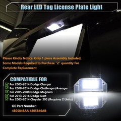 LED License Plate Light for 2005-2014 Vehicles, 18-SMD LED Rear Tag Lamps, 6000K