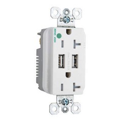 Pass & seymour 20A DUPLEX RECEPTACLE DUAL USB C 3.1A Tamper Resist LIGHT ALMOND