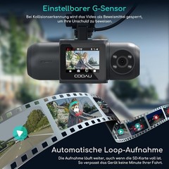 COOAU D30S 4K Dash Cam with GPS Wi-Fi,Uber Car Camera with Infrared Night Vision
