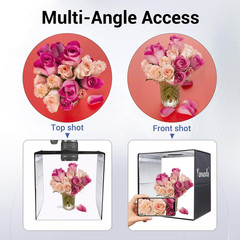 16x16x12 Photo Light Box with USB-C Cable, 18W Dimmable LED Photography…