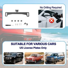 Universal Car Rear View Camera License Plate Bracket, Premium Backup Black
