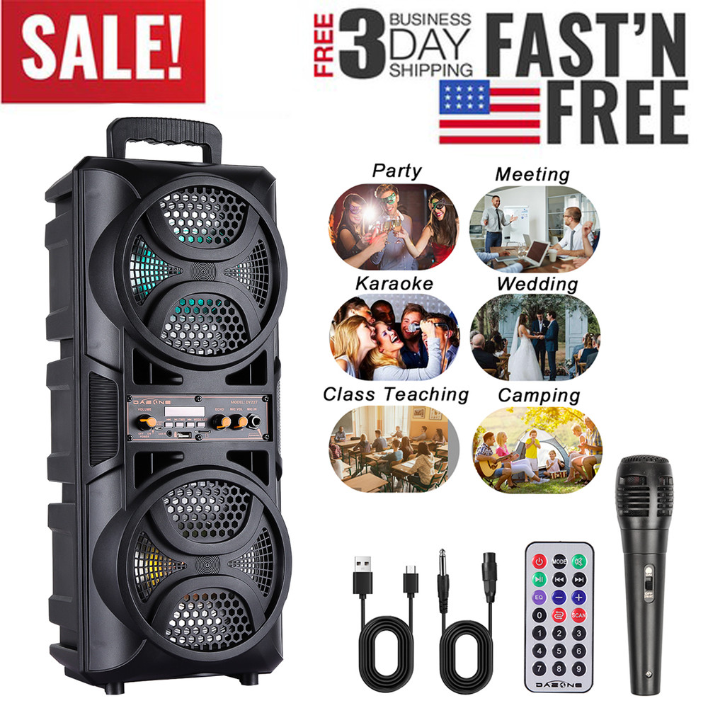 3000W Portable Bluetooth Speaker Sub woofer Heavy Bass Sound System Party+Remote