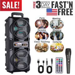 3000W Portable Bluetooth Speaker Sub woofer Heavy Bass Sound System Party+Remote