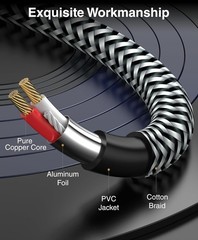 Angled 3.5mm to 2RCA Audio Cable, 15FT for Easy Connectivity and Sound Quality
