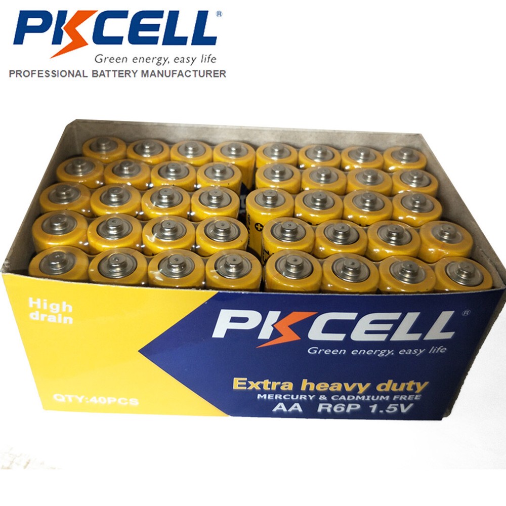 40pcs AA Batteries Double A 1.5V PC1500 EN91 R6P Zinc-Carbon EXP.12/2025