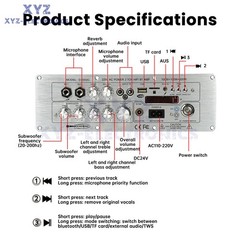 DC 24V AC110-220V Bluetooth Amplifier Board 2.1Channel 100W+100W+200W high-power