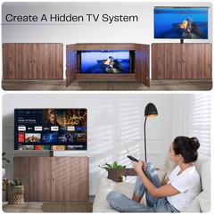 VIVO Walnut Motorized Vertical Lift Concealed TV Cabinet Kit, Holds 32”-55” TVs